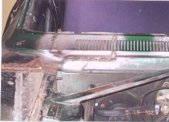 The is the second patch panel after the first welding pass and correction of problems with how the panel fit.